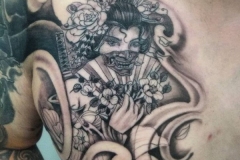 Chinese Lady Chest Tattoo