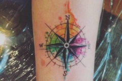 Colorful Compass Tattoo