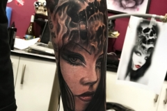 Skull with Lady Face Tattoo