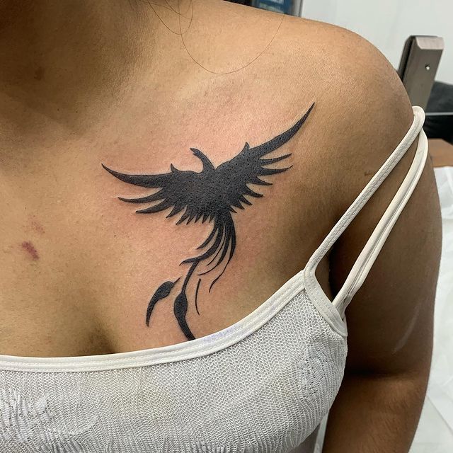 Balckwork Bird Tattoo