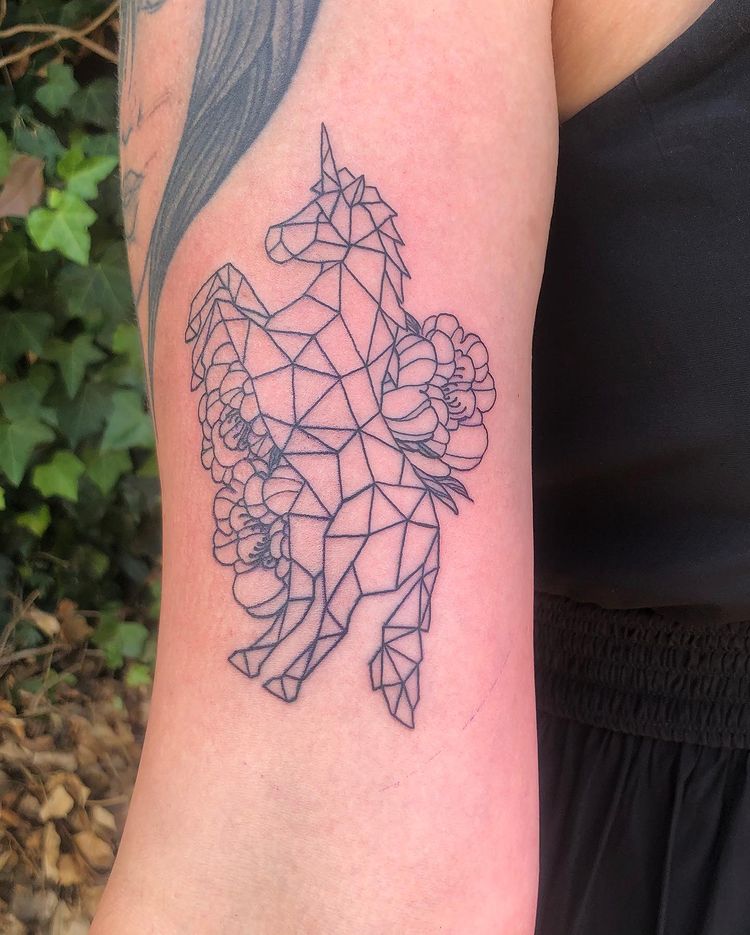 Geometric Unicorn Tattoo