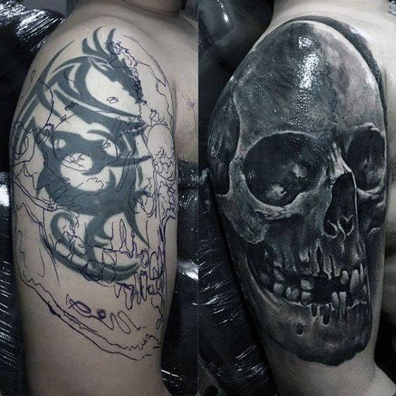 black skull tattoo cover up