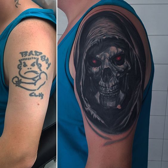 skull tattoo cover up ideas