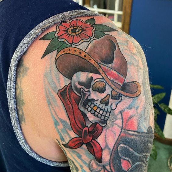 traditional blast over tattoo