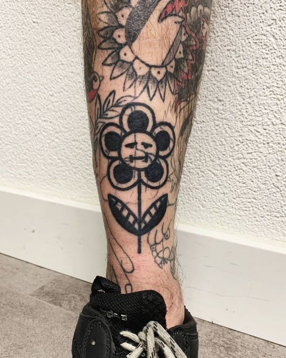 blast over tattoo flower