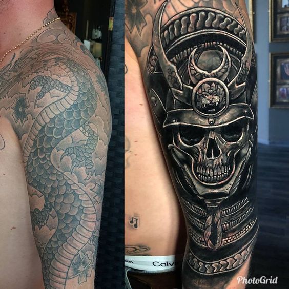 skull cover up tattoo