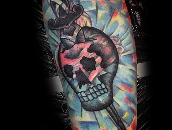 traditional blast over tattoo