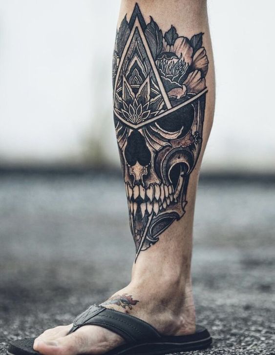 front lower leg tattoo
