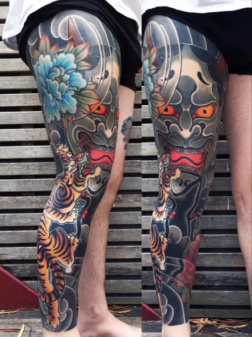 japanese leg sleeve tattoo