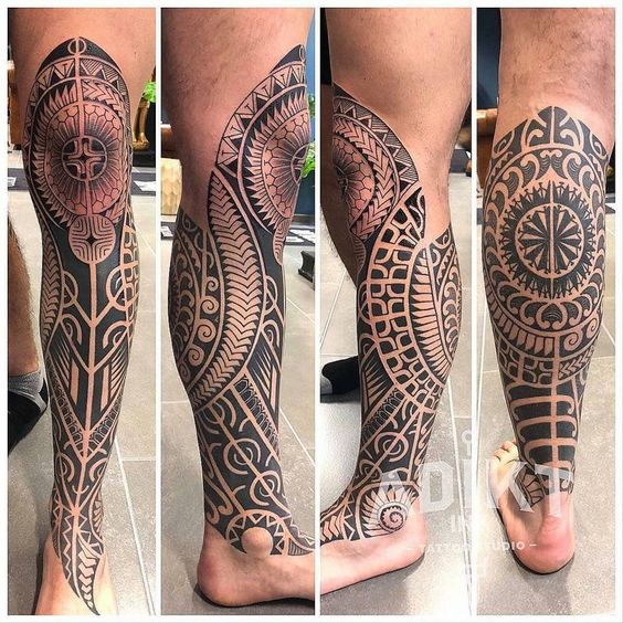tribal tattoos on the leg