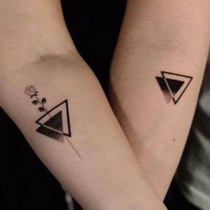 Couple minimalist geometric Tattoo