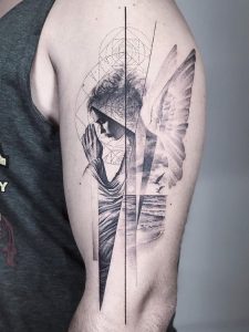 portrait geometric tattoo