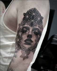 portrait geometric tattoo
