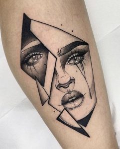 portrait geometric tattoo